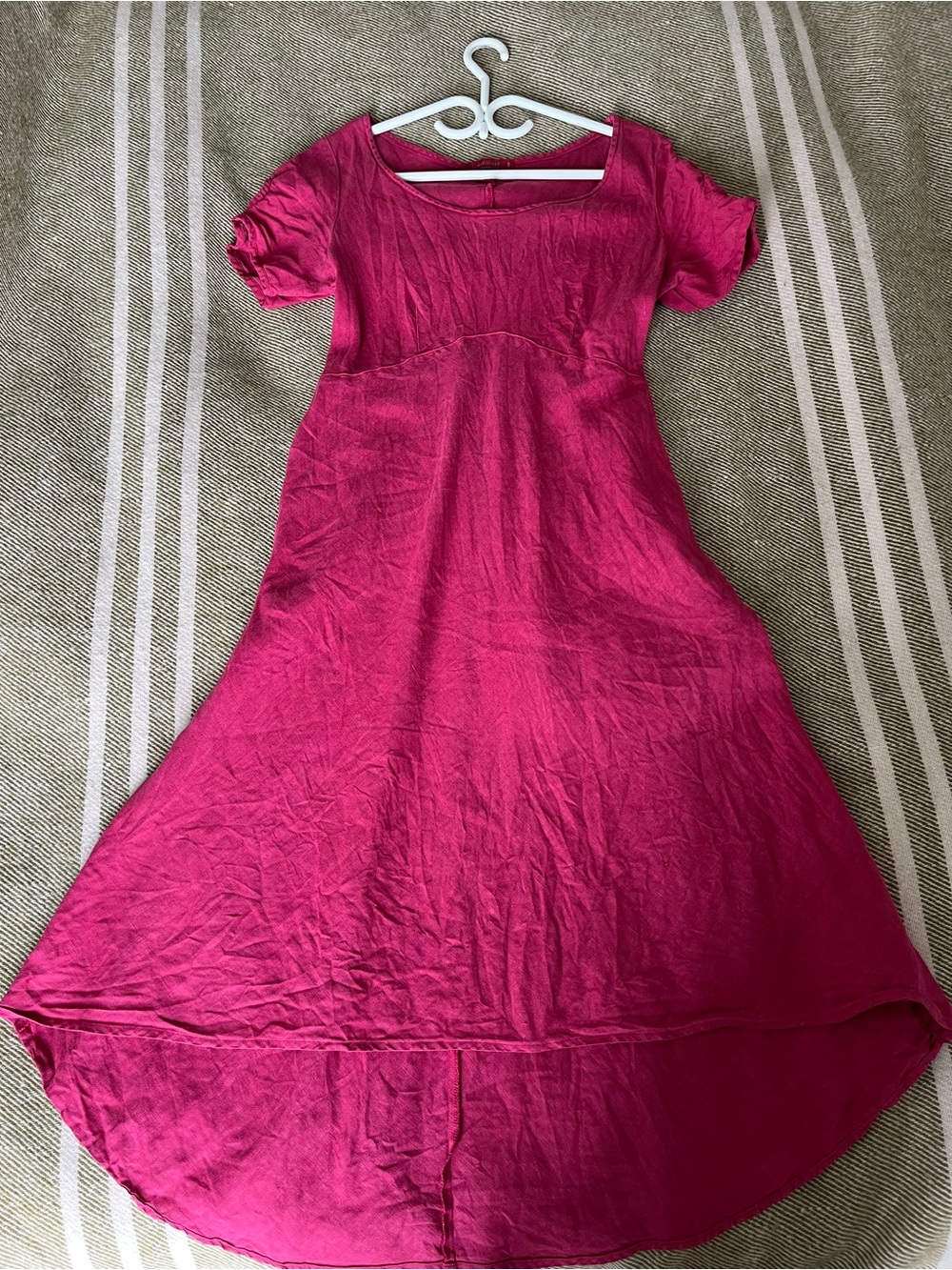 100% Linen Short-Sleeve Midi Dress